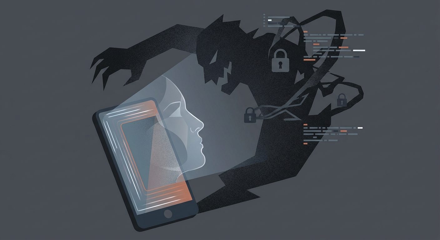 A person using facial recognition on a smartphone