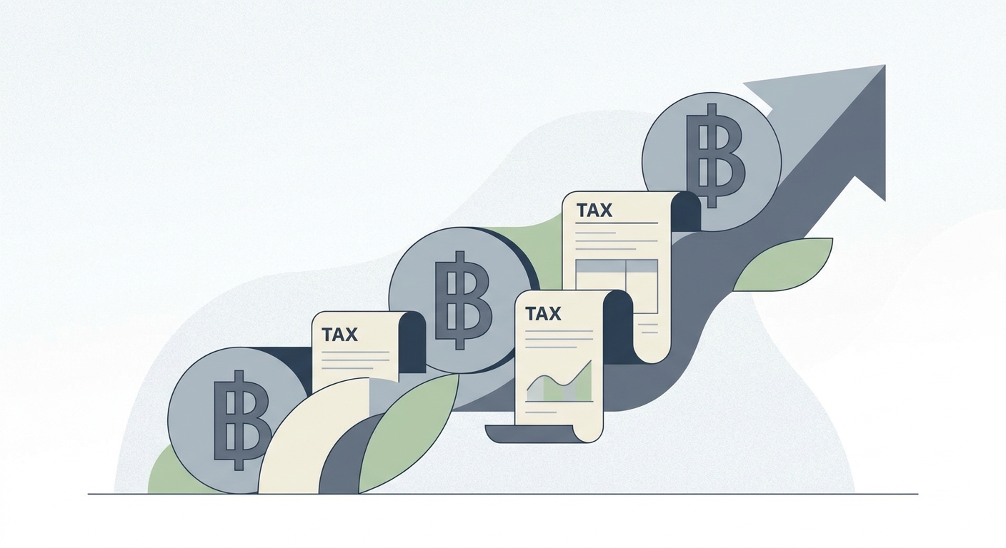 Thai baht and financial charts representing savings and tax deductions